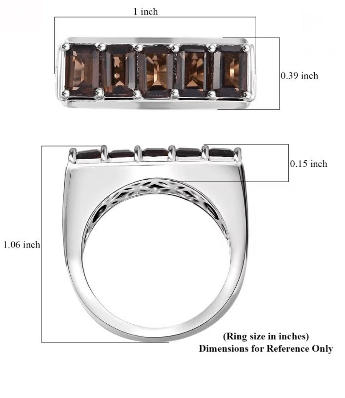 Smokey Quartz and White Zircon Men's Ring