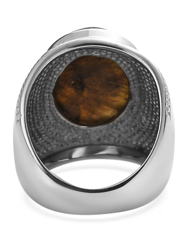Malagasy Labradorite Solitaire Stainless Steel Ring
