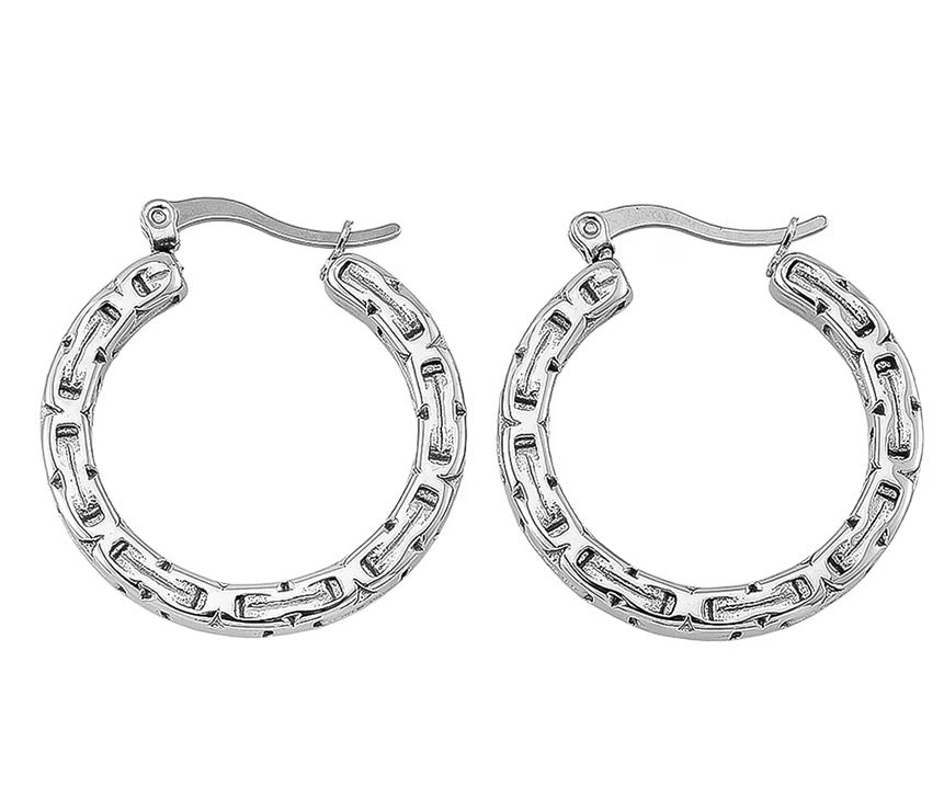 Byzantine Hoop Stainless Steel Earrings