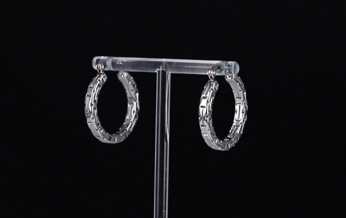 Byzantine Hoop Stainless Steel Earrings