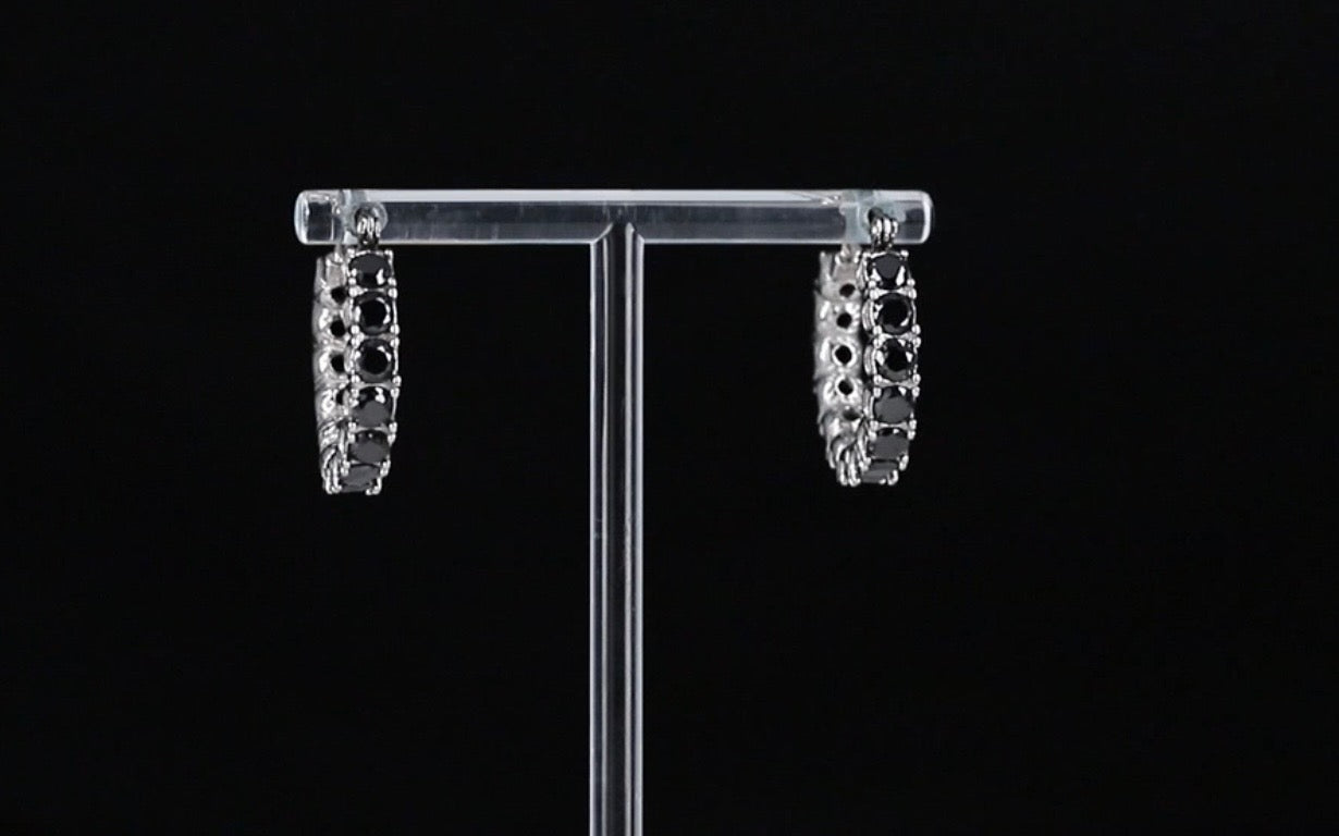 Black Diamond Simulant Stainless Steel Hoop Earrings
