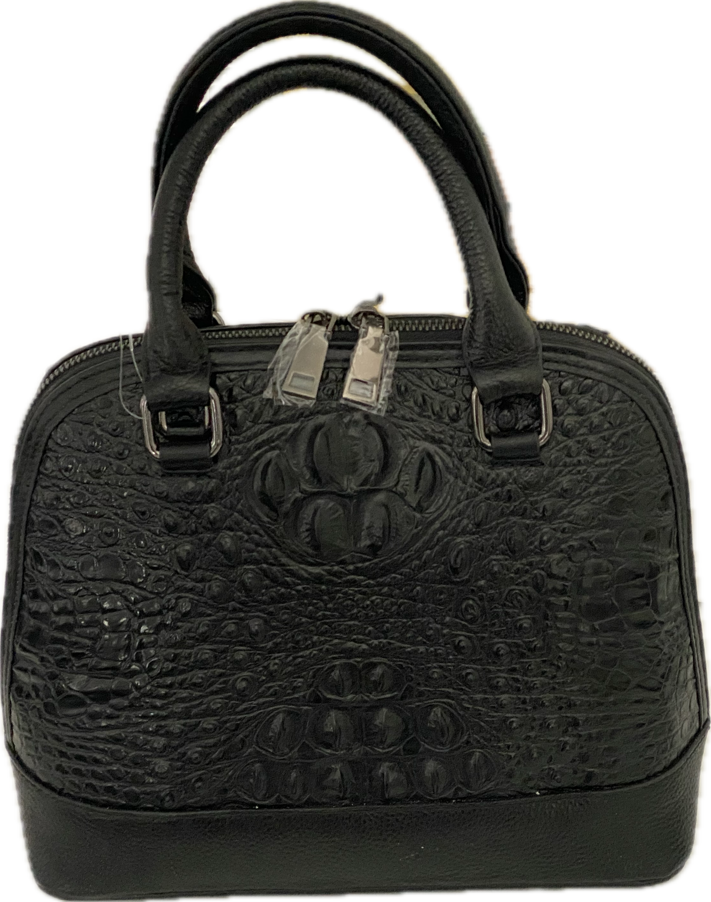 Crocodile Embossed Genuine Leather Crossbody / Handbag Black