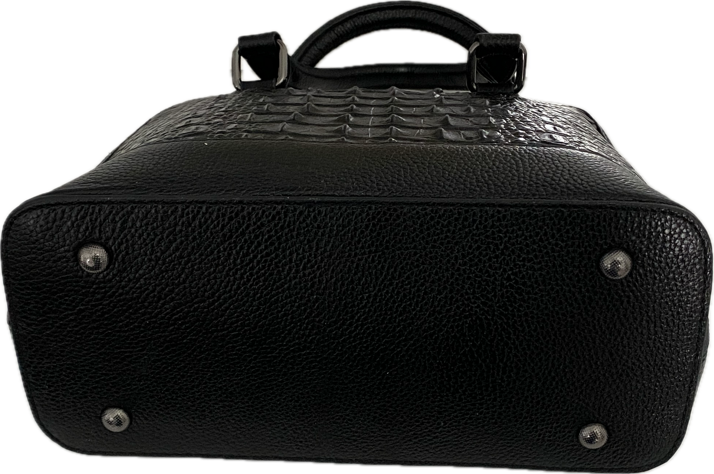 Crocodile Embossed Genuine Leather Crossbody / Handbag Black
