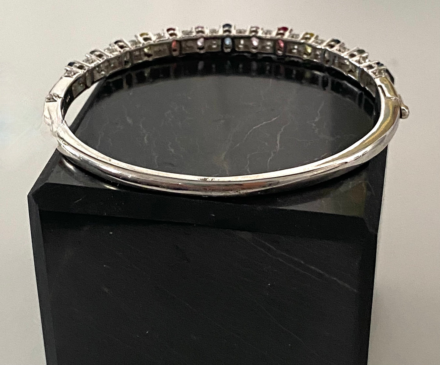 Multi Color Sapphire & White Topaz Bangle Bracelet