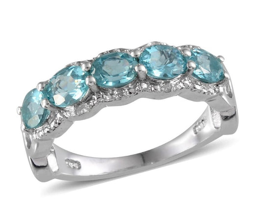 Paraiba Blue Apatite 5 Stone Ring