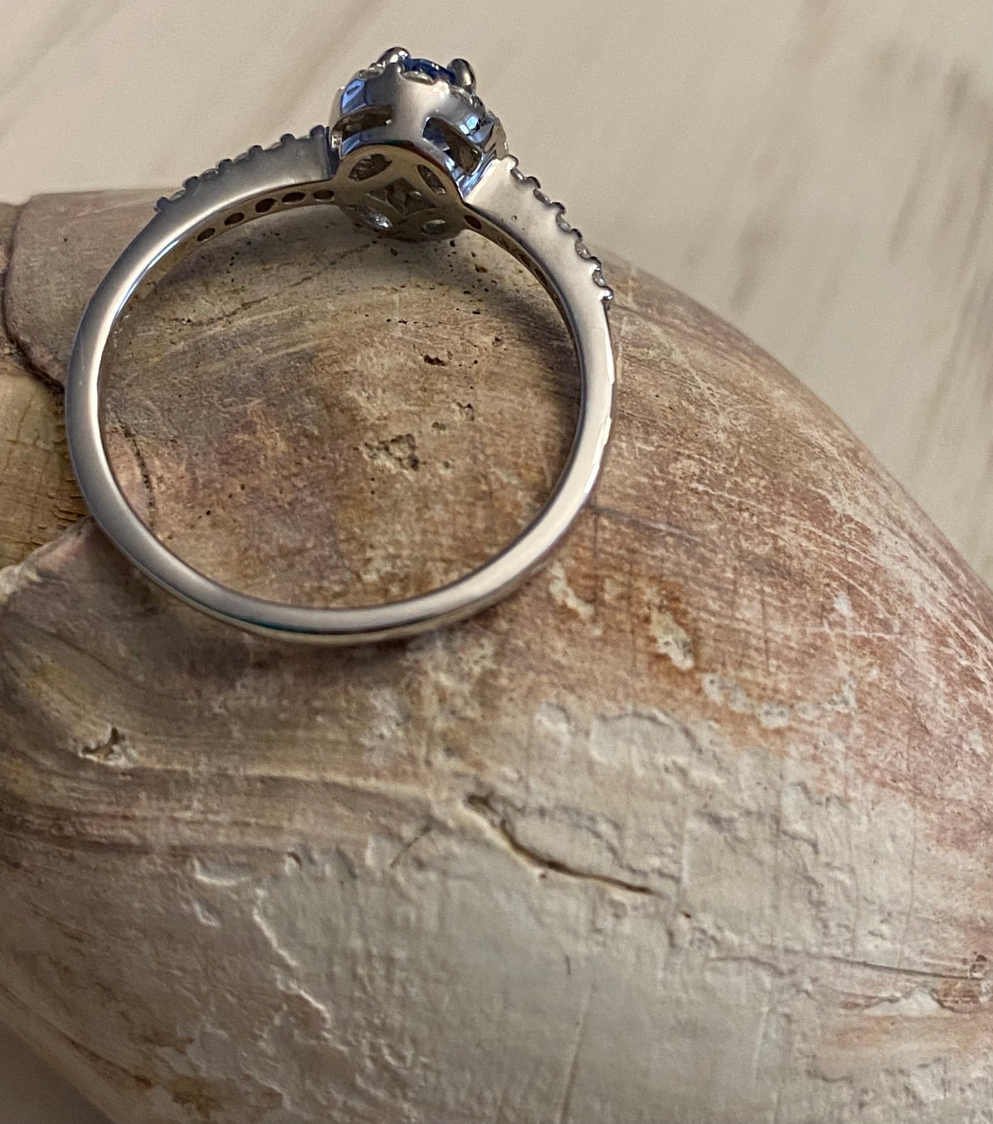 Ceylon Blue Sapphire & White Zircon Ring