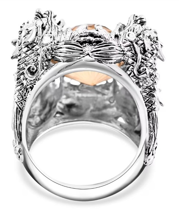 Artisan Crafted Starburst Cut Citrine Dragon Ring