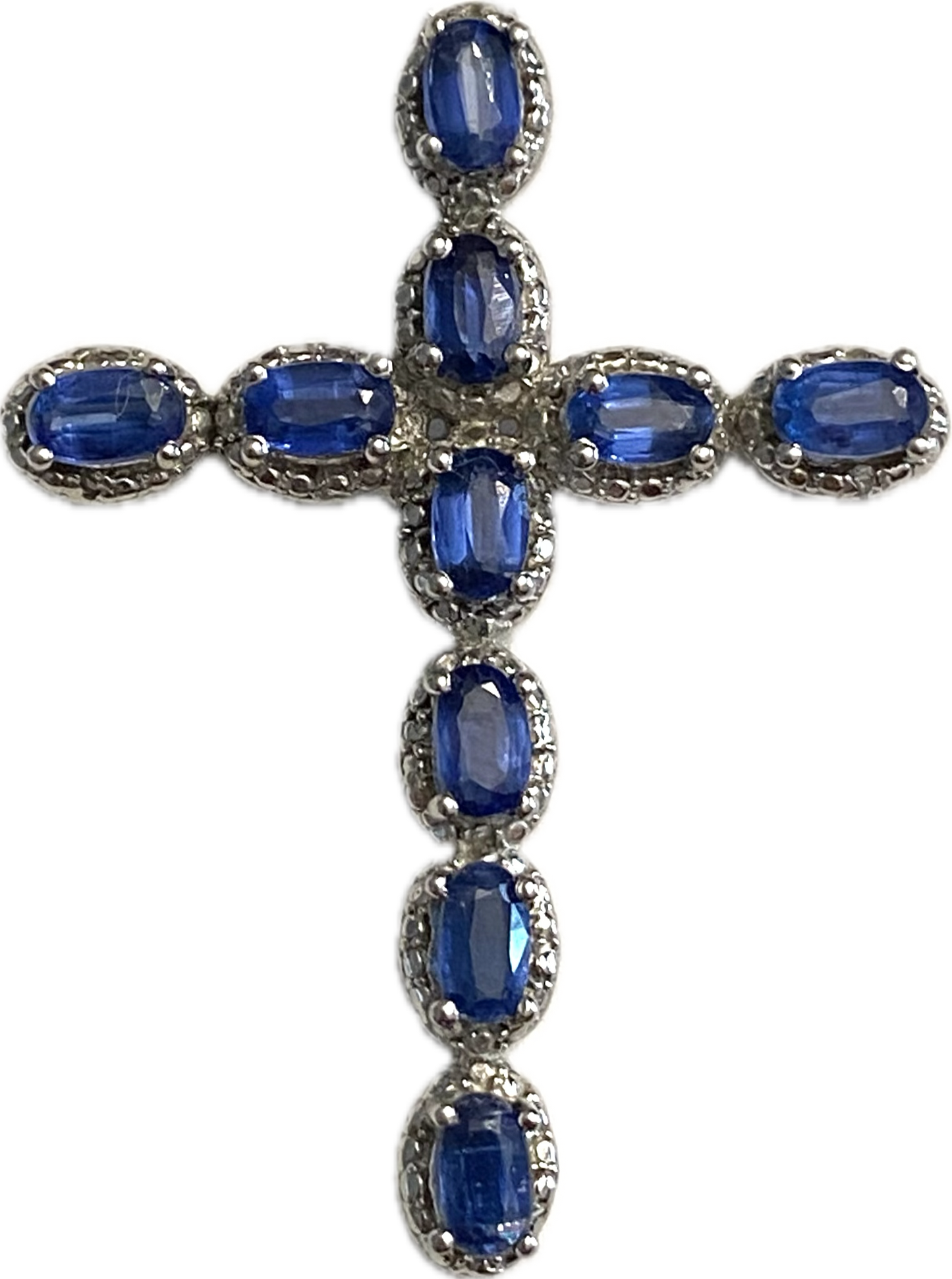 Himalayan Kyanite Silver Cross Pendant With Chain