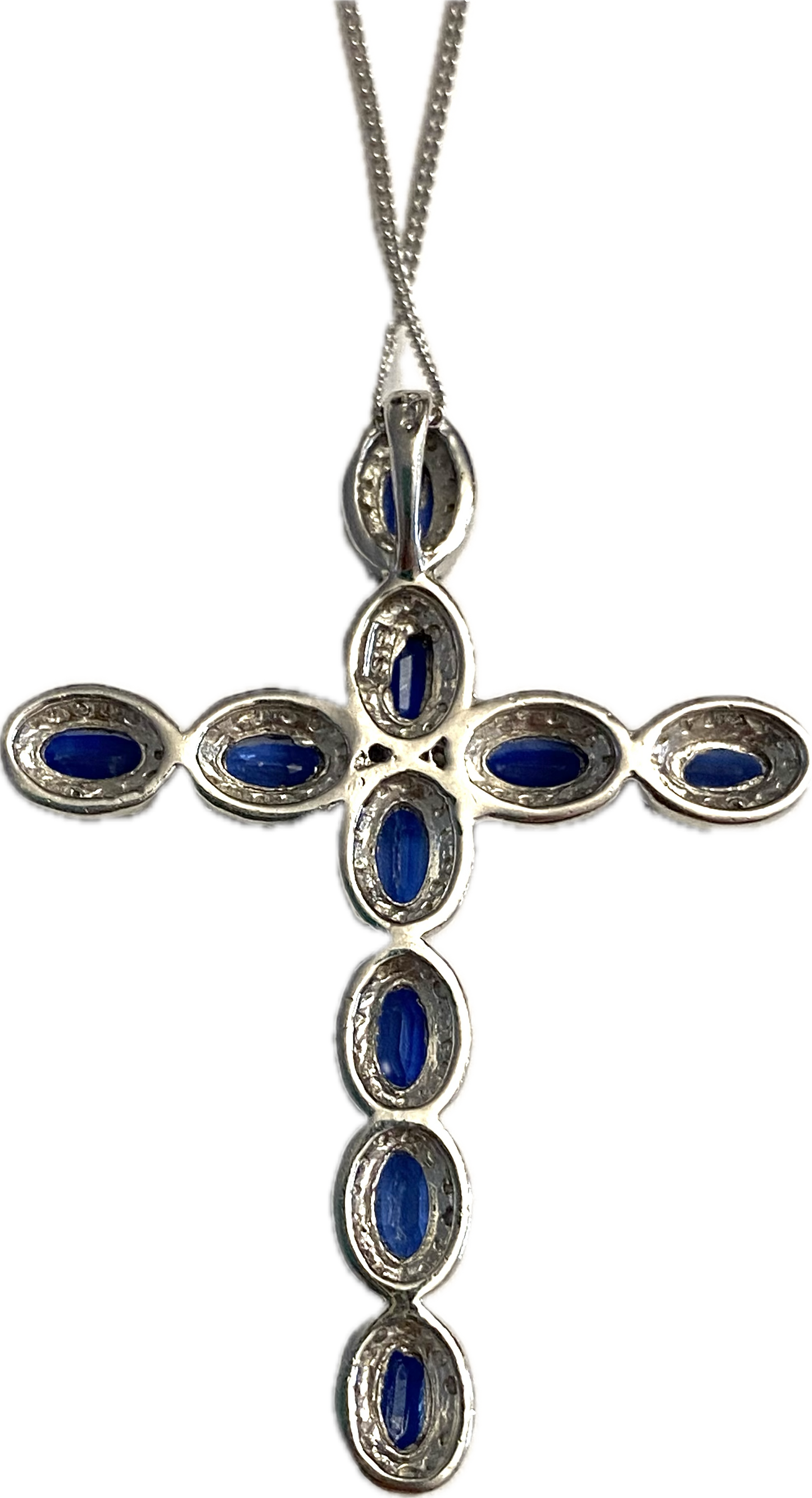 Himalayan Kyanite Silver Cross Pendant With Chain
