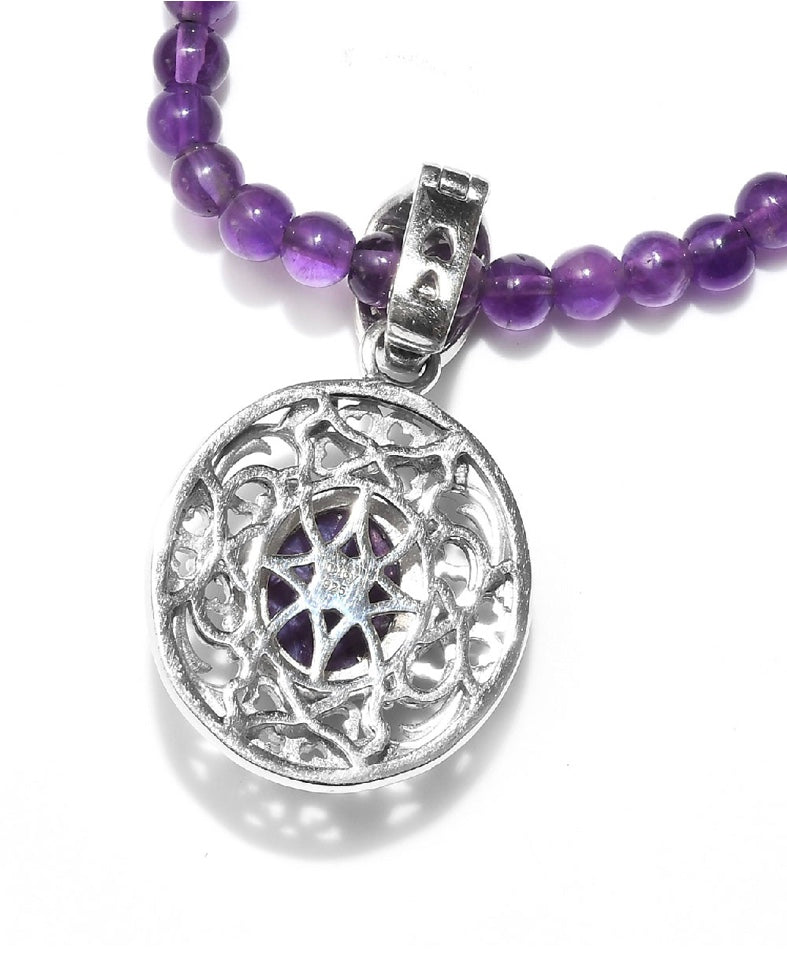 Siberian Charoite Multi Gem Enhancer Pendant & Beaded Necklace