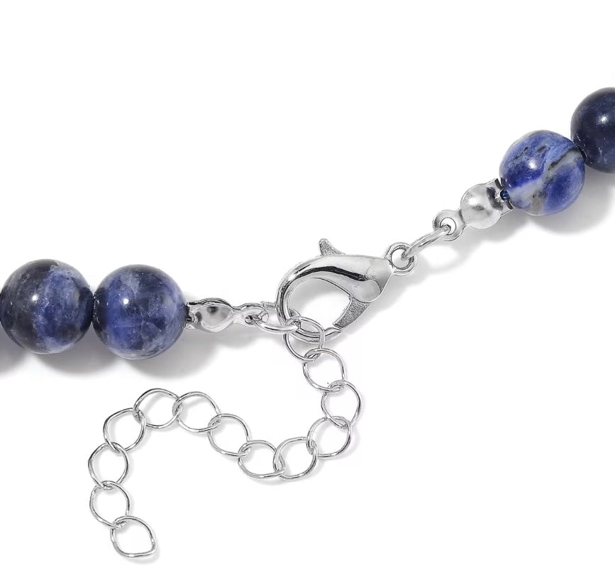 Sodalite Stainless Steel Adjustable Necklace