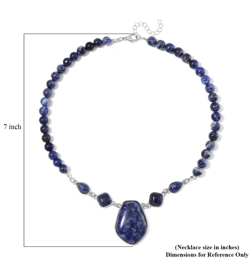 Sodalite Stainless Steel Adjustable Necklace