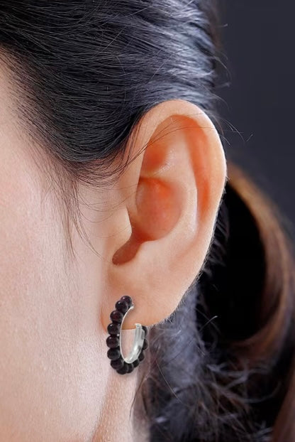 Mozambique Garnet Hoop Earrings Hypoallergenic Stainless Steel