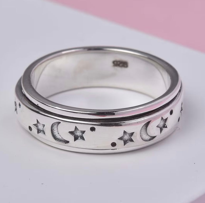 Spinner Fidget Ring 925 Sterling Silver