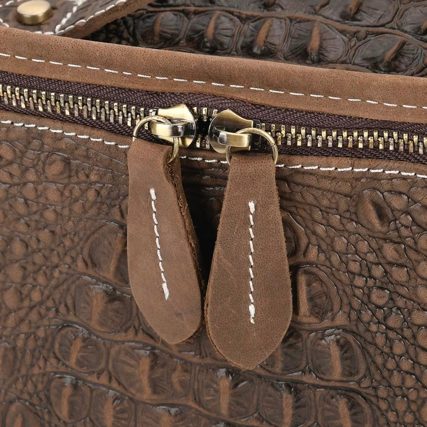 Italy Retro Crocodile Embossed Genuine Leather Handbag