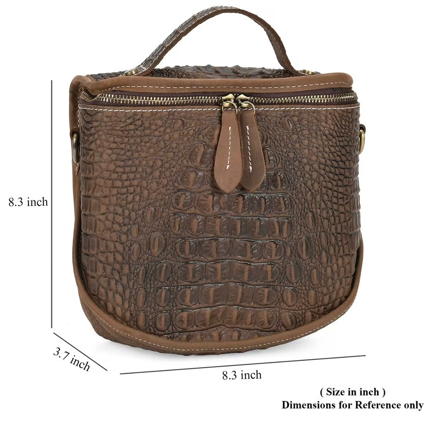 Italy Retro Crocodile Embossed Genuine Leather Handbag