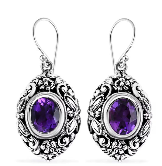 Moroccan Rose Amethyst Earrings 925 Sterling Silver