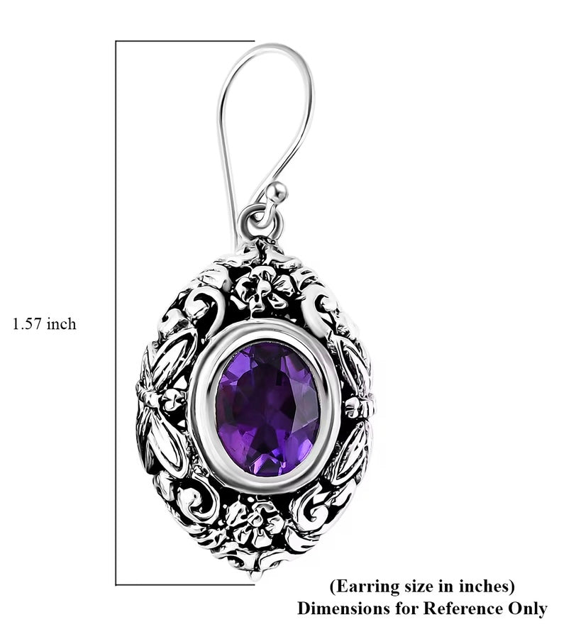 Moroccan Rose Amethyst Earrings 925 Sterling Silver
