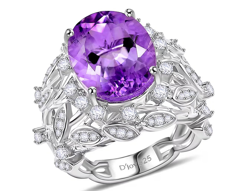 Moroccan Rose Amethyst & White Zircon Ring