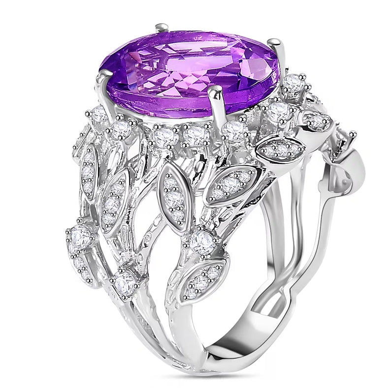 Moroccan Rose Amethyst & White Zircon Ring