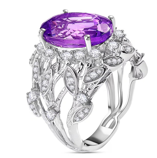 Moroccan Rose Amethyst & White Zircon Ring