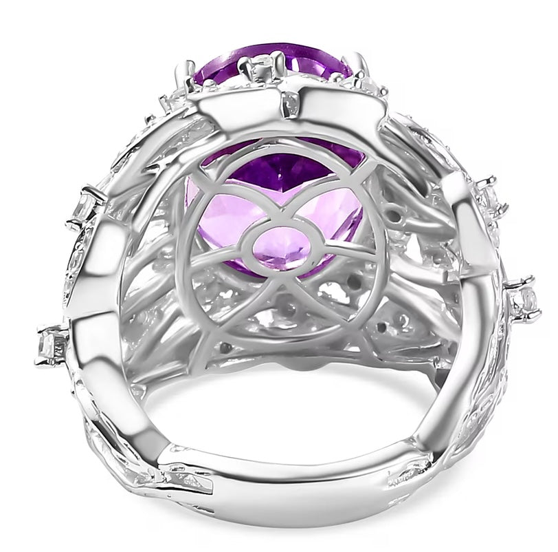 Moroccan Rose Amethyst & White Zircon Ring