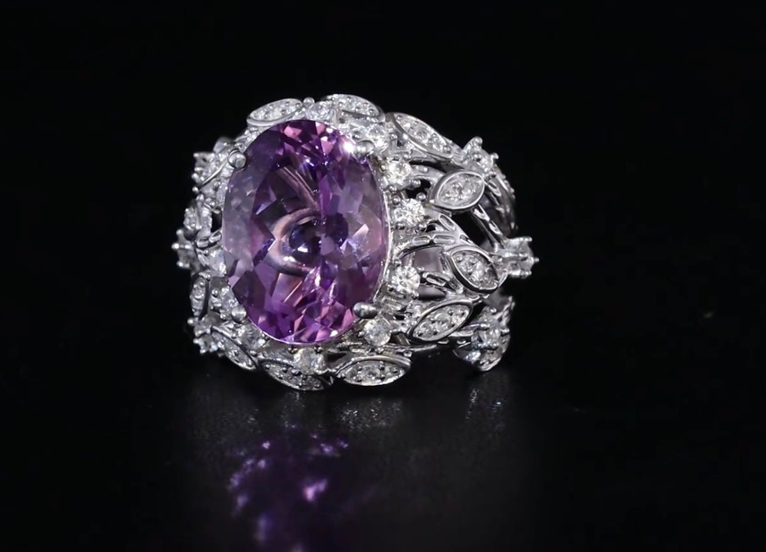 Moroccan Rose Amethyst & White Zircon Ring