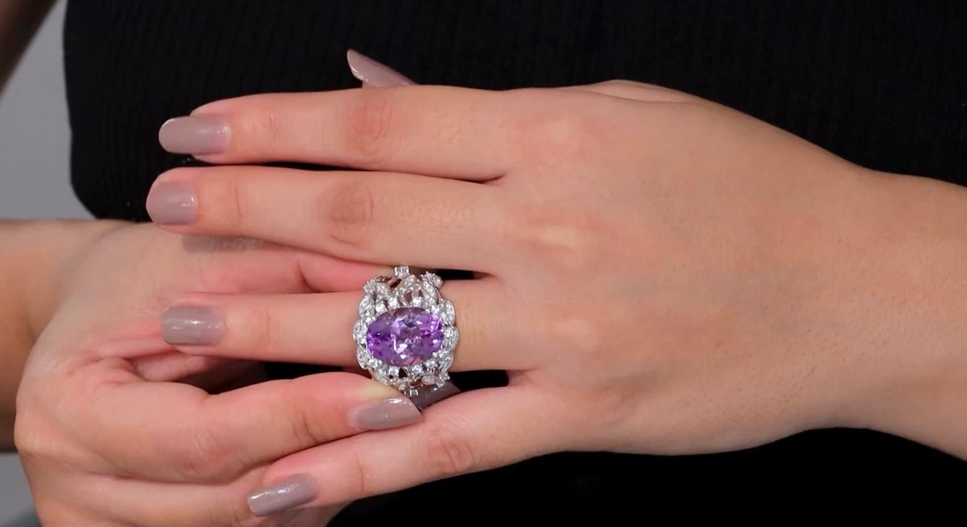 Moroccan Rose Amethyst & White Zircon Ring