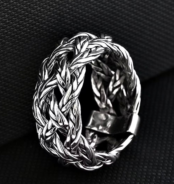 Bali Legacy Tulang Naga Braided Ring in Sterling Silver (Size 7.0) 9.35 Grams