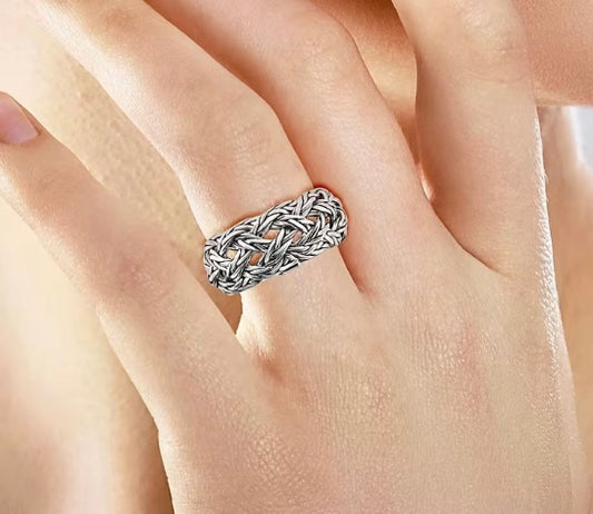 Bali Legacy Tulang Naga Braided Ring in Sterling Silver (Size 7.0) 9.35 Grams