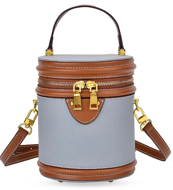 Genuine Leather Cylinder Handbag Crossbody Bag