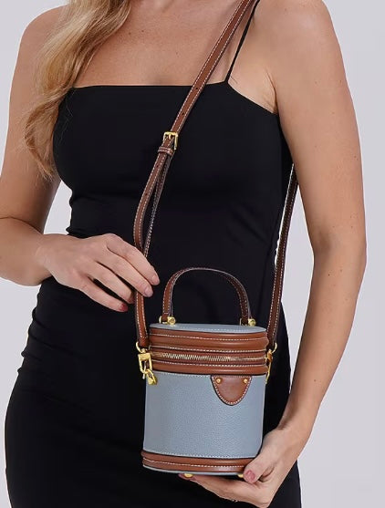 Genuine Leather Cylinder Handbag Crossbody Bag
