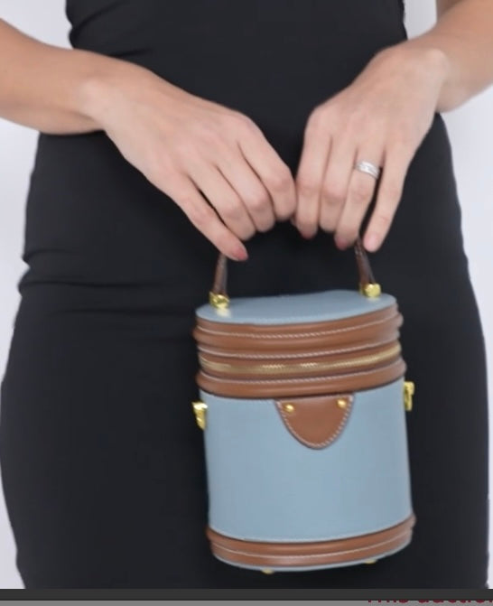 Genuine Leather Cylinder Handbag Crossbody Bag