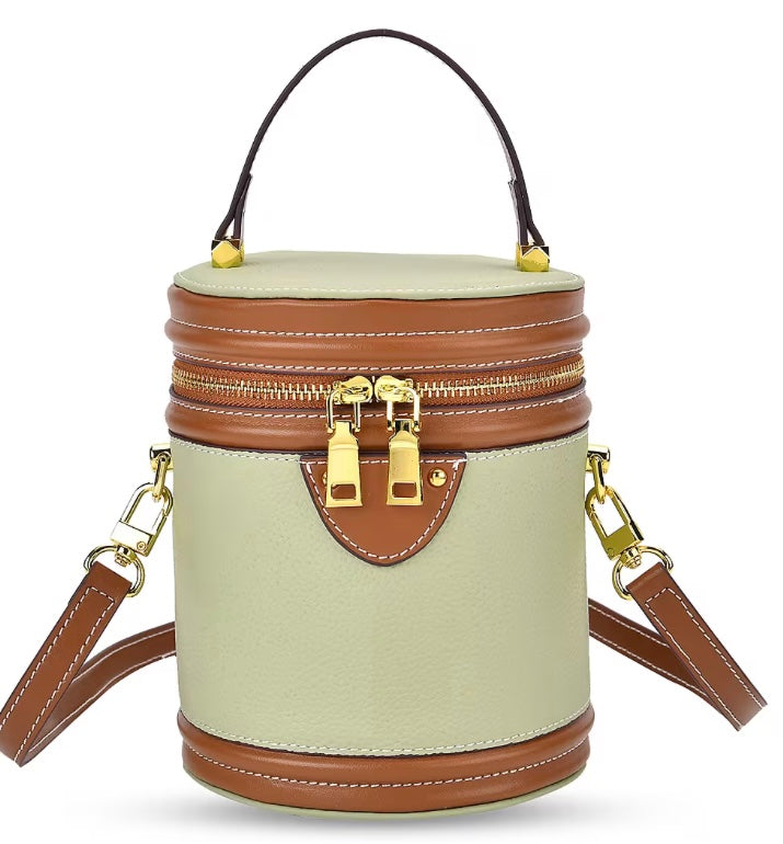 Genuine Leather Cylinder Handbag Crossbody Bag