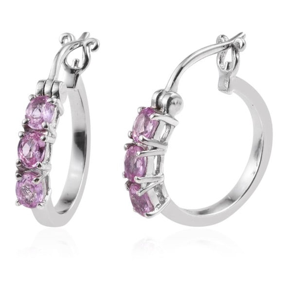 Madagascar Pink Sapphire Hoop Earrings