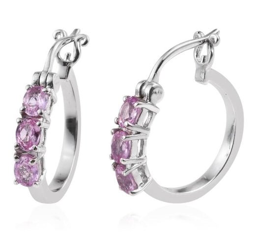 Madagascar Pink Sapphire Hoop Earrings