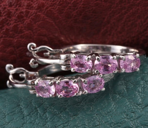 Madagascar Pink Sapphire Hoop Earrings