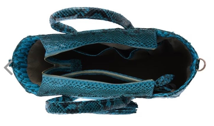 Grand Pelle Collection Blue Python Handbag / Tote Bag