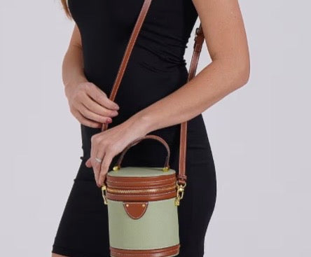 Genuine Leather Cylinder Handbag Crossbody Bag