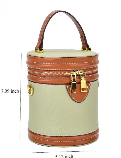 Genuine Leather Cylinder Handbag Crossbody Bag