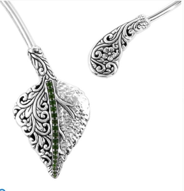 Russian Green Diopside Handcrafted In Bali  925 Sterling Silver Neck Collar / Necklace