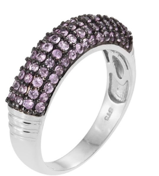 Pink Sapphire Black Rhodium Band Ring