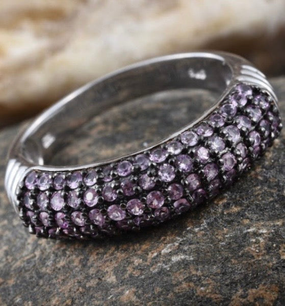 Pink Sapphire Black Rhodium Band Ring