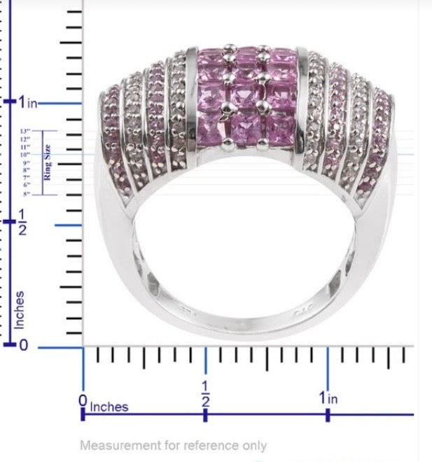 Pink Sapphire & White Zircon Ring