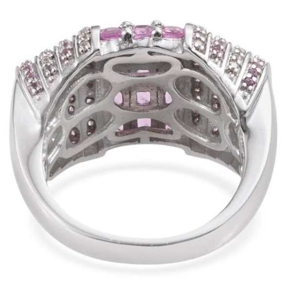 Pink Sapphire & White Zircon Ring