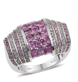 Pink Sapphire & White Zircon Ring