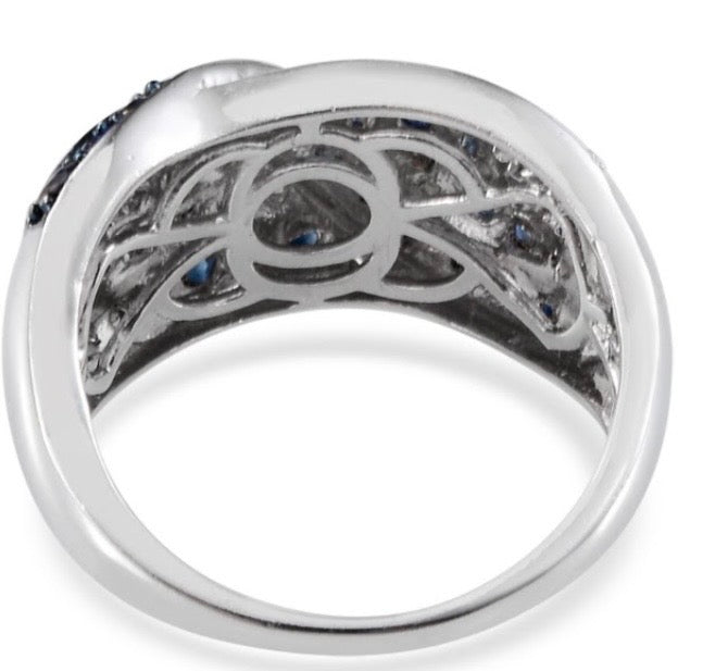 Kanchanaburi Blue Sapphire & Diamond Band Ring