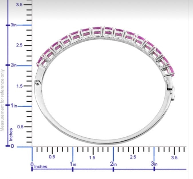 Pink Sapphire Bangle Bracelet Platinum Over 925 Sterling Silver