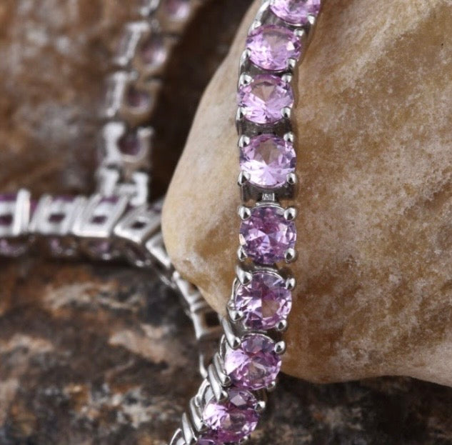 Madagascar Pink Sapphire Tennis Bracelet