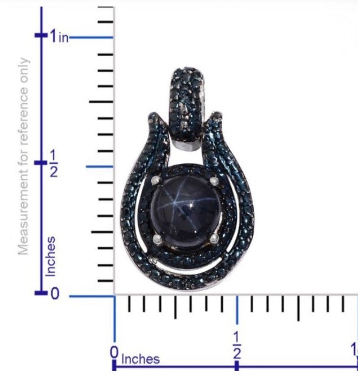 Thai Blue Star Sapphire & Blue Diamond Earrings